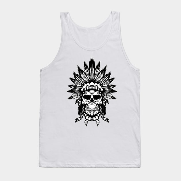 INDIAN SKULL WITH HEAD PIECE Tank Top by khamidfarhan182